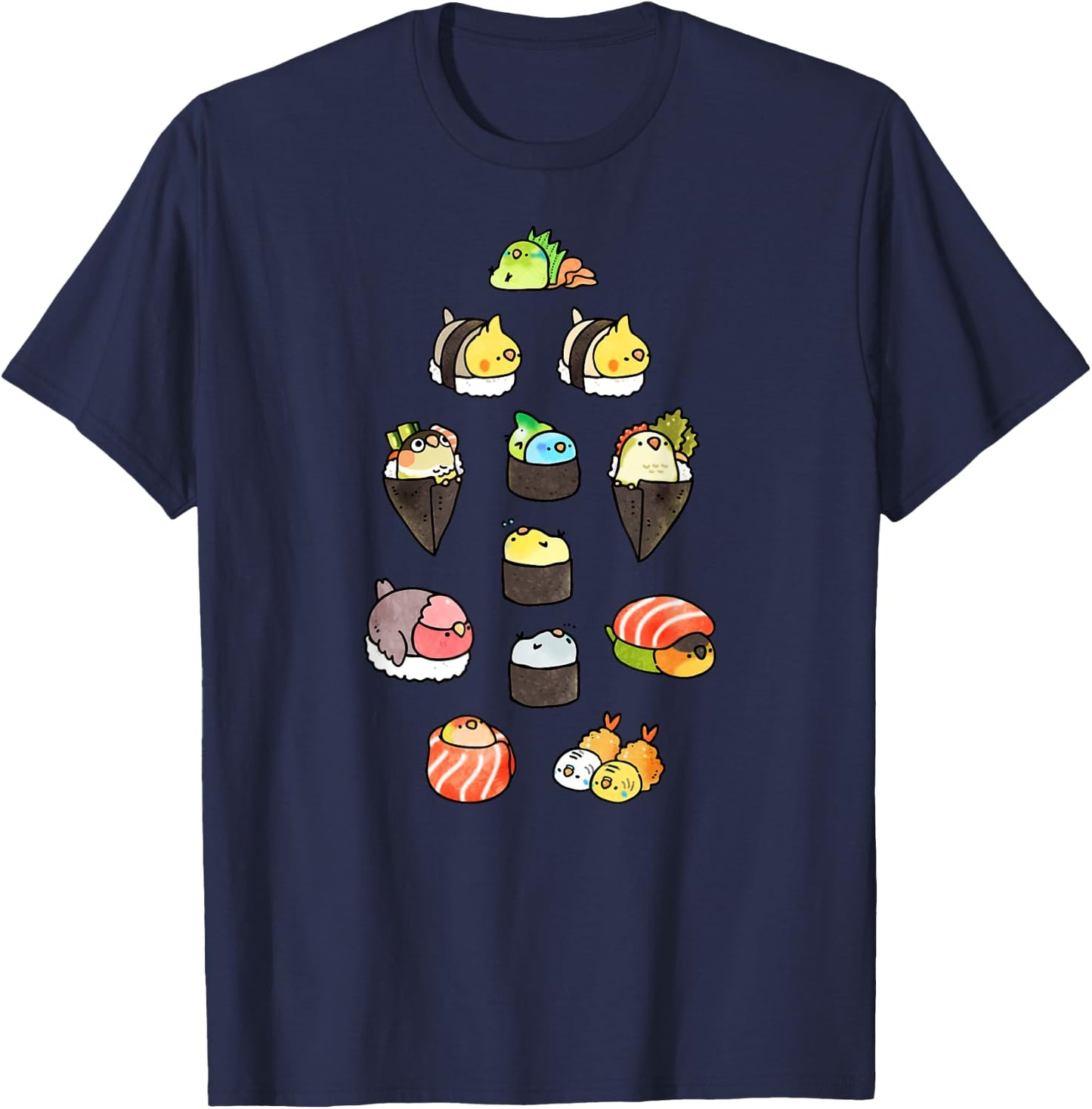 Bird Sushi Cute T-Shirt - T-Shirt | Navy