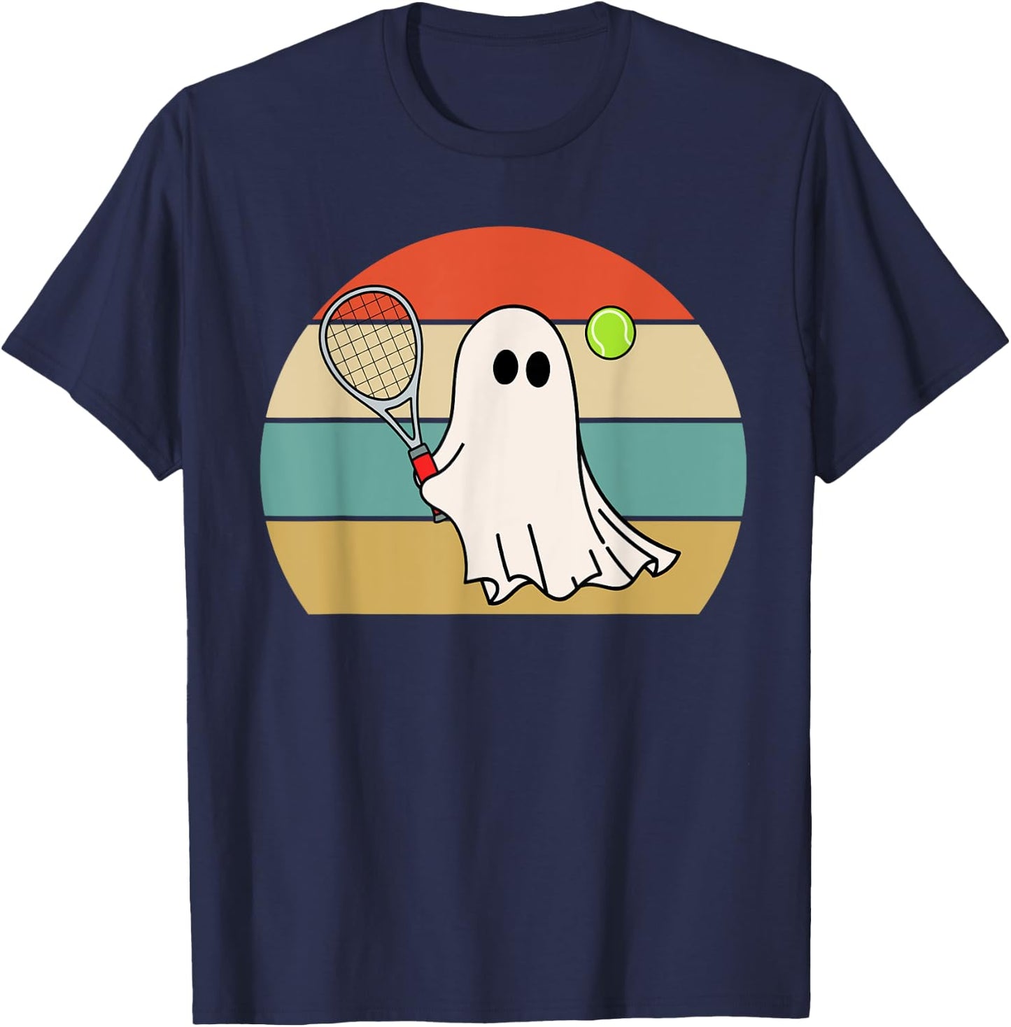 Funny Ghost Playing Tennis Lover Women, Halloween T-Shirt - T-Shirt | Navy