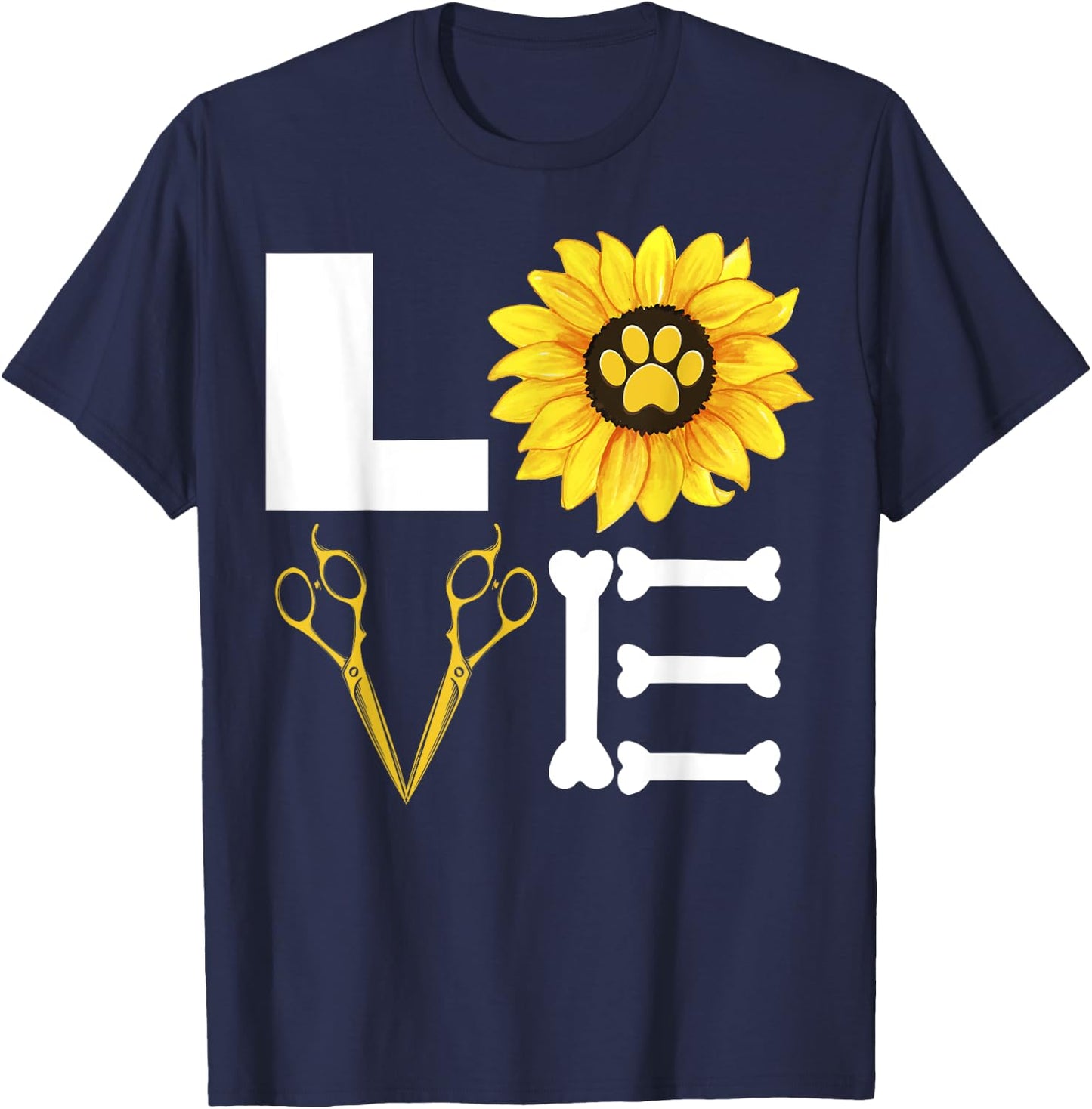 Pet Grooming Dog Sunflower Gift Design Idea Dog Lovers Women T-Shirt - T-Shirt | Navy