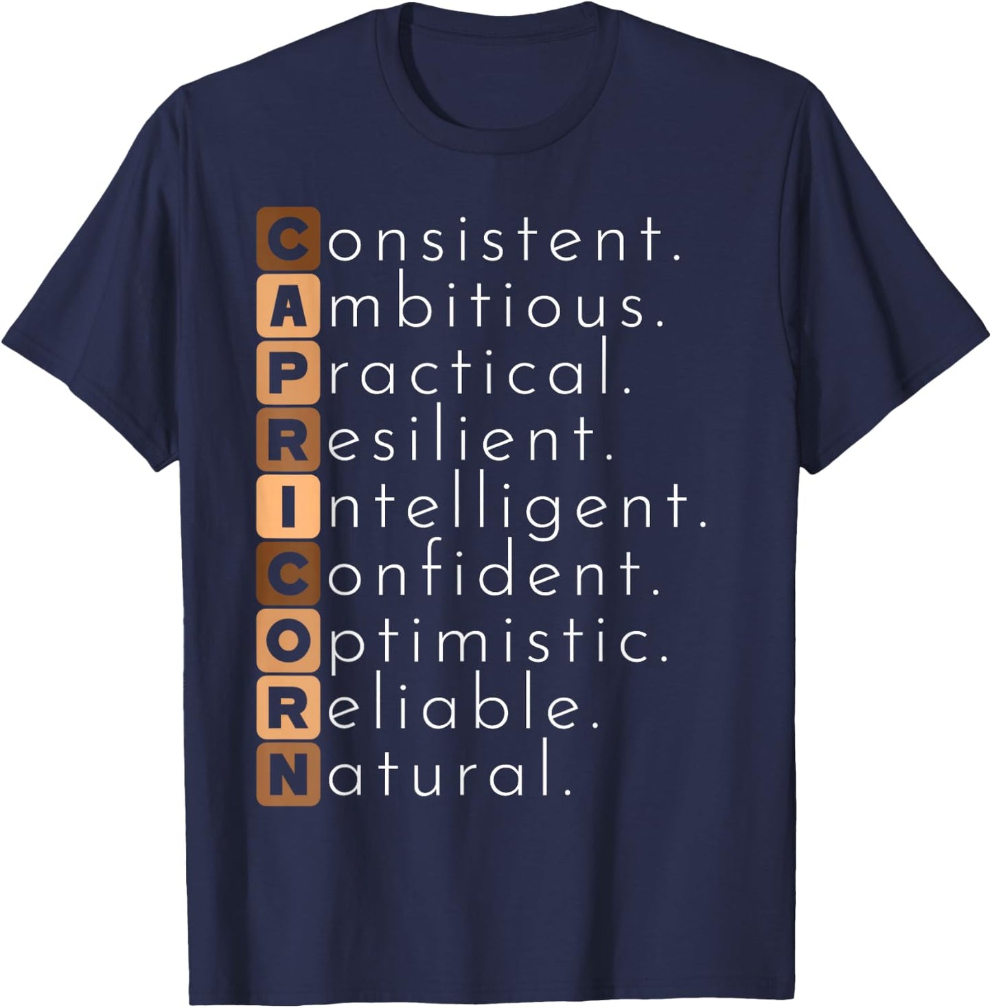 Capricorn Zodiac Sign Men Women Kids Horoscope Birthday T-Shirt - T-Shirt | Navy
