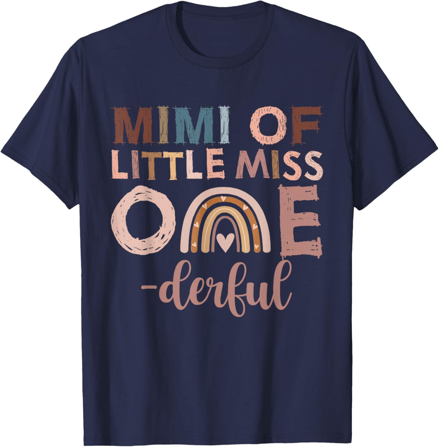 Boho Mimi of Miss Onederful 1st Birthday Girl Cute T-Shirt - T-Shirt | Navy