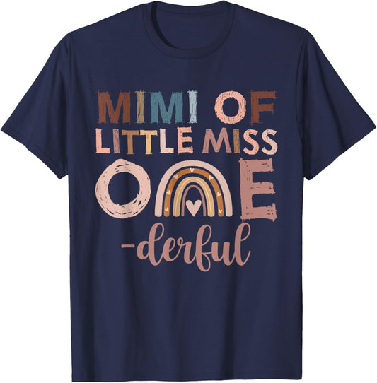 Boho Mimi of Miss Onederful 1st Birthday Girl Cute T-Shirt - T-Shirt | Navy