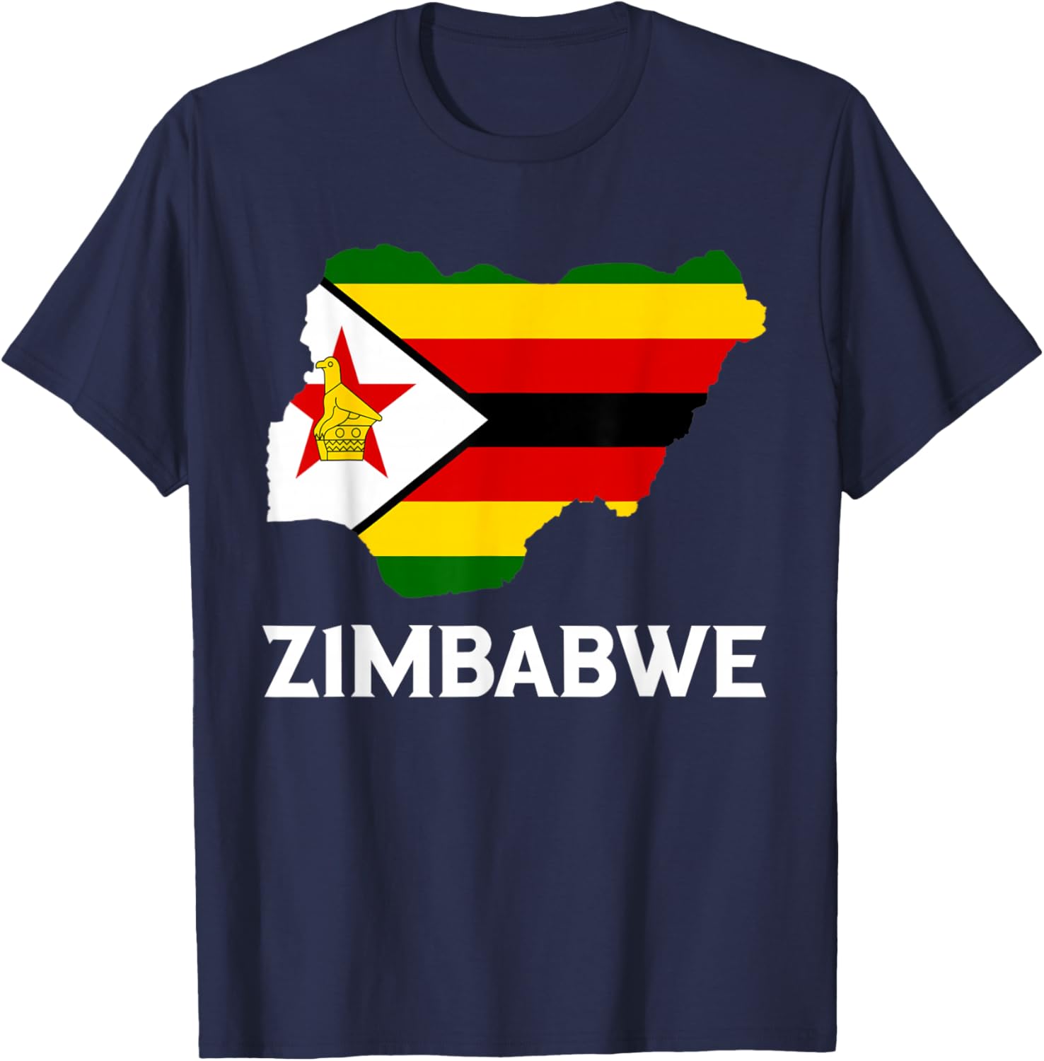 Zimbabwean Pride Map Zimbabwean Roots Zimbabwe Flag T-Shirt - T-Shirt | Navy