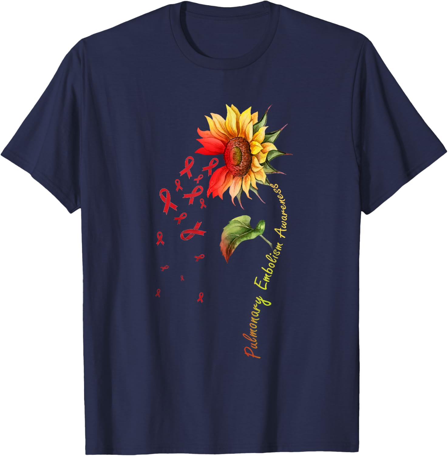 Pulmonary Embolism Awareness Sunflower Shirt T-Shirt - T-Shirt | Navy