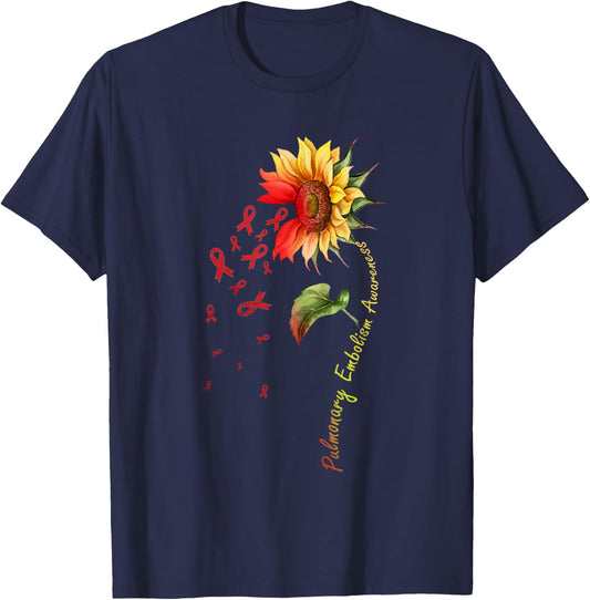 Pulmonary Embolism Awareness Sunflower Shirt T-Shirt - T-Shirt | Navy
