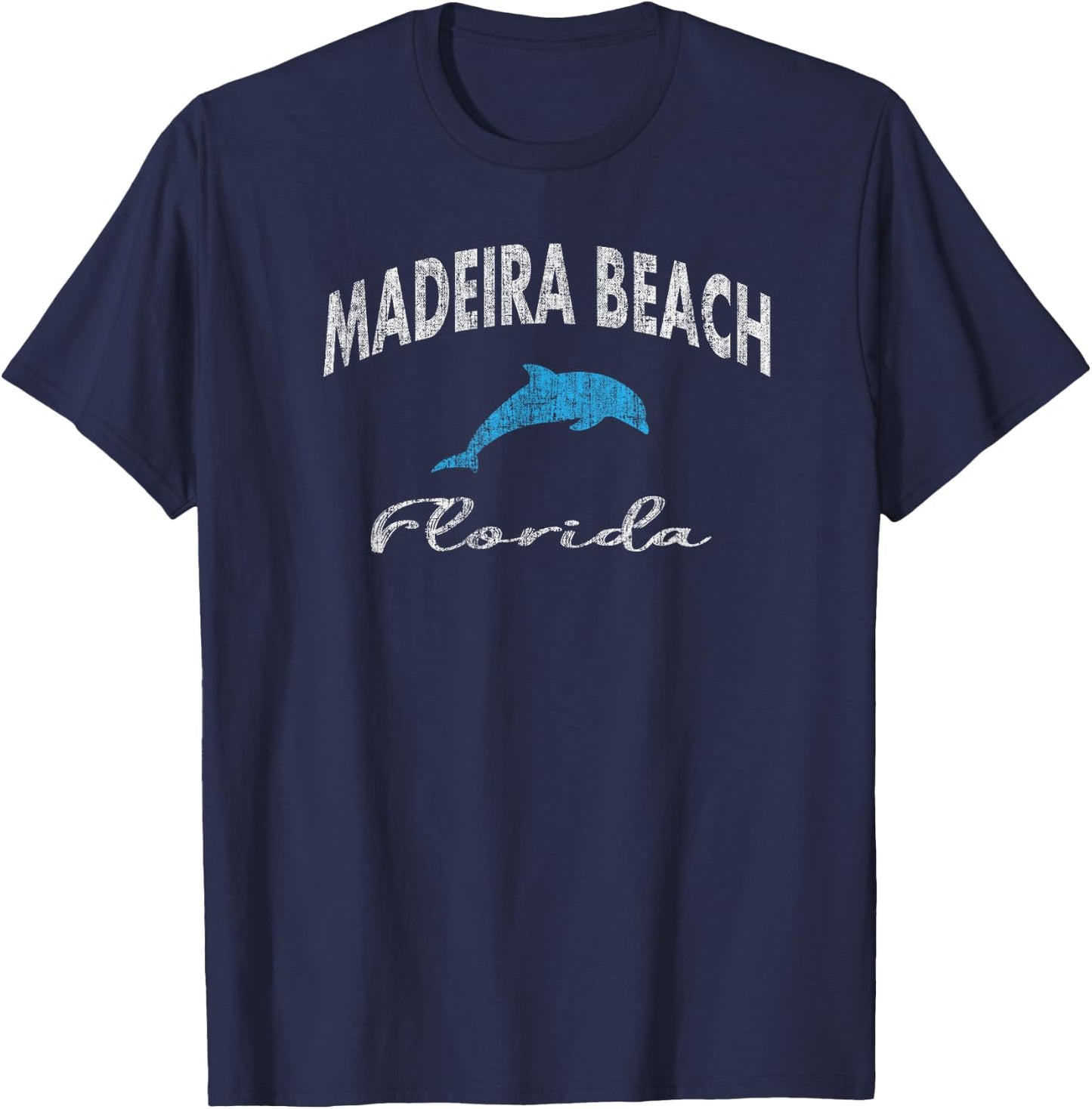 Vintage Madeira Beach FL Dolphin Women Kids T-Shirt - T-Shirt | Navy