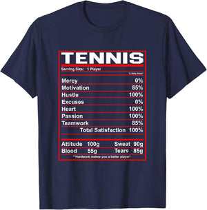 Funny Tennis Nutrition Facts T-Shirt - T-Shirt | Navy