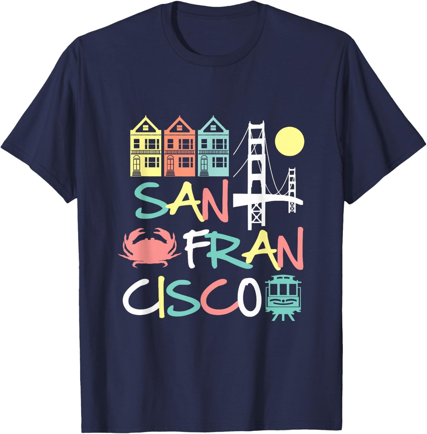 San Francisco Bridge SF Icons Vintage Graphic Dark T-Shirt - T-Shirt | Navy