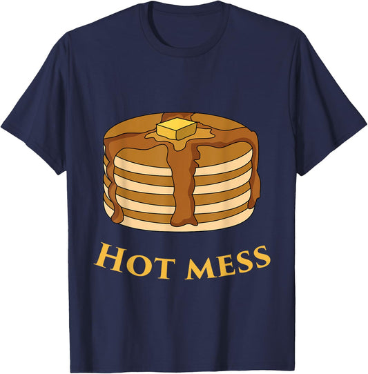 FUNNY BREAKFAST Hot mess Pancake T-Shirt - T-Shirt | Navy