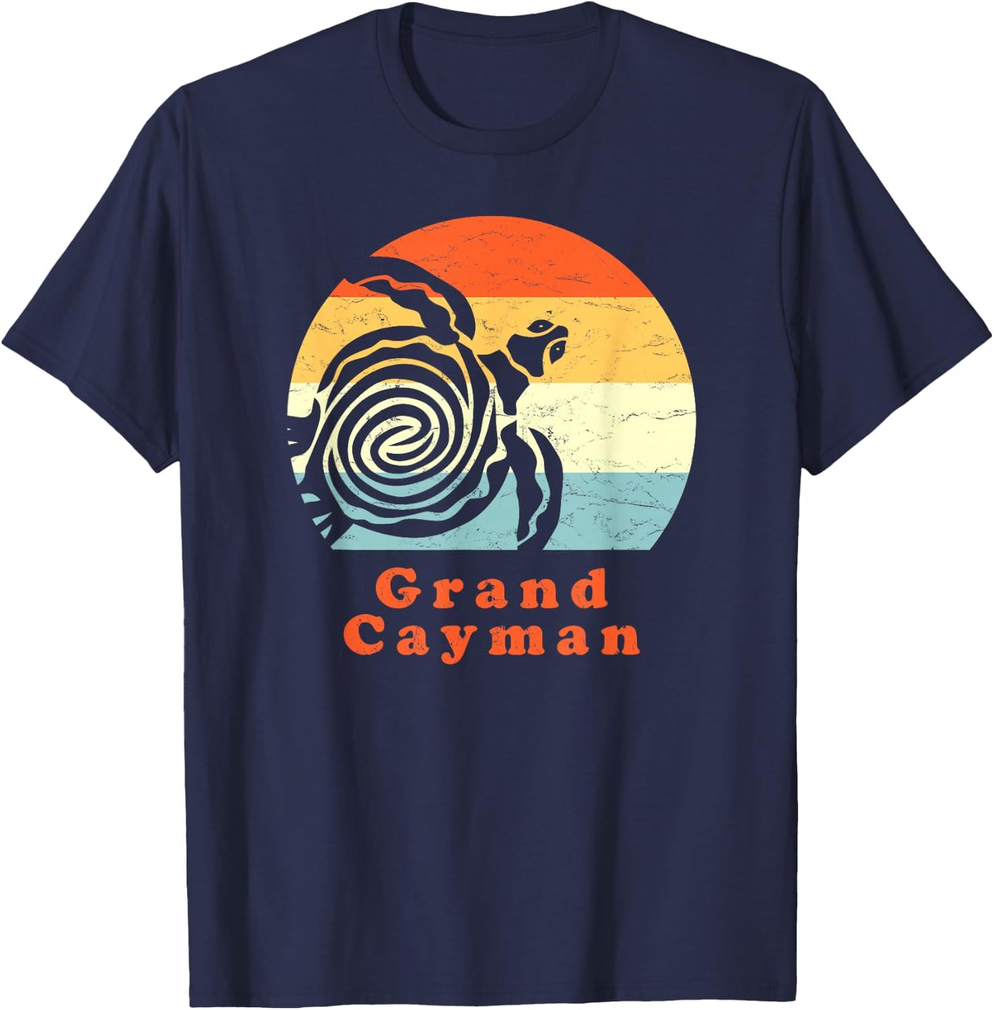 Vintage Retro Grand Cayman Tribal Turtle Sun Vacation Gift T-Shirt - T-Shirt | Navy