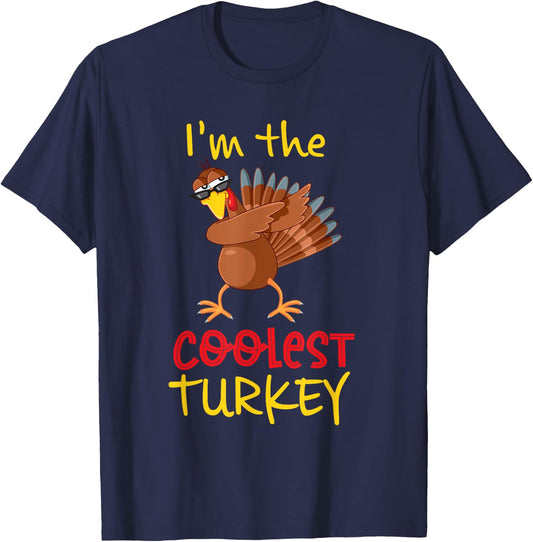 Coolest Turkey Matching Family Group Thanksgiving Party T-Shirt - T-Shirt | Navy