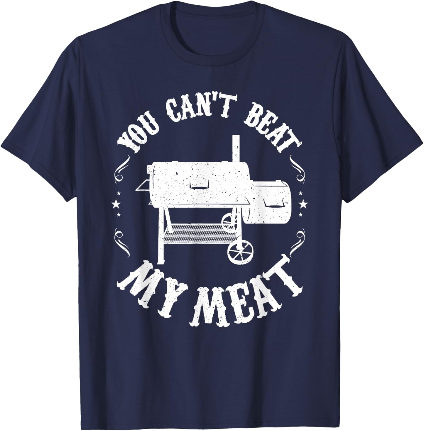 Funny BBQ Pit Reverse Flow Smoker Accessory Dad Grill Gift T-Shirt - T-Shirt | Navy