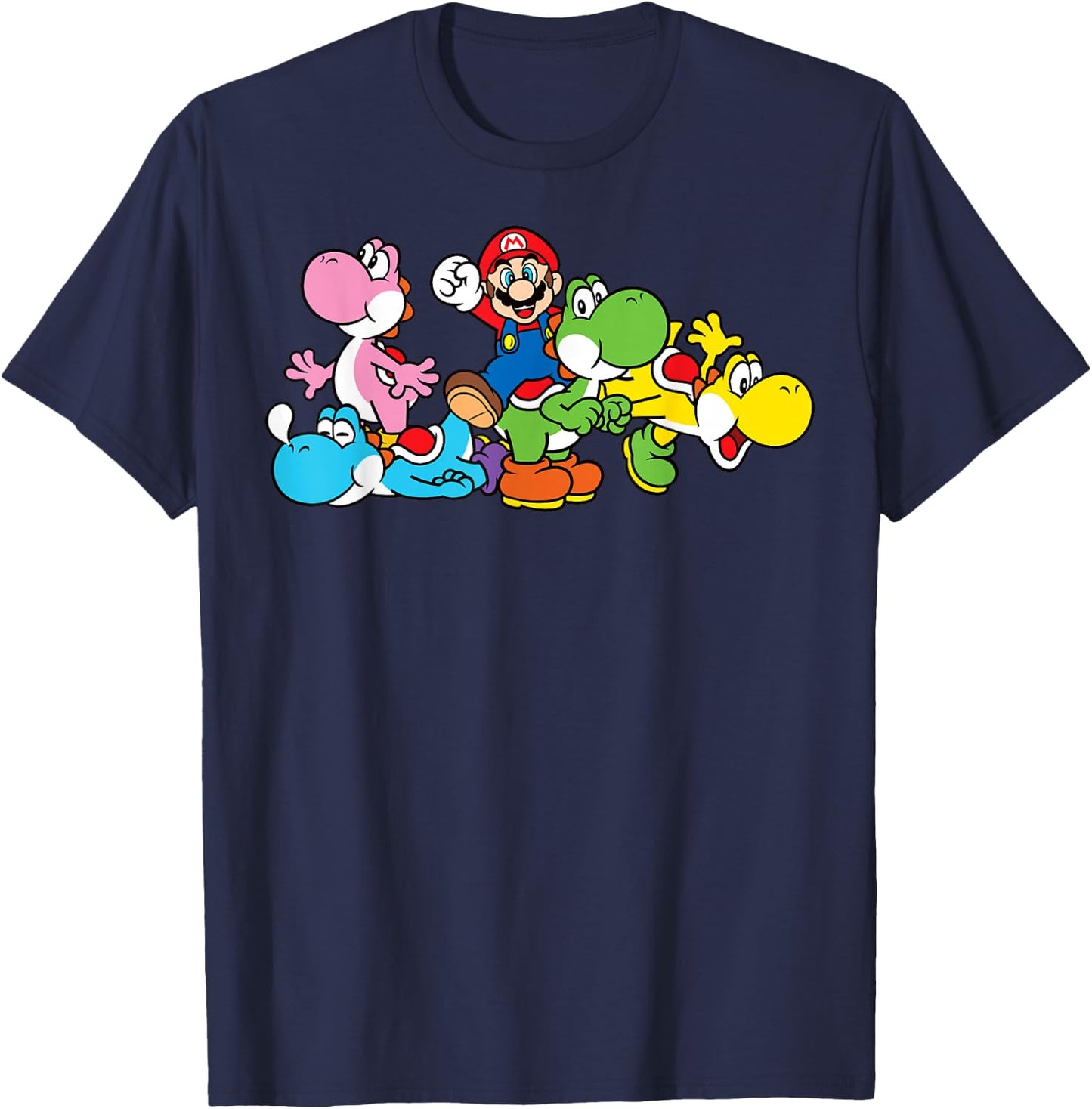 Super Mario Yoshi Ride Group Mashup T-Shirt - T-Shirt | Navy
