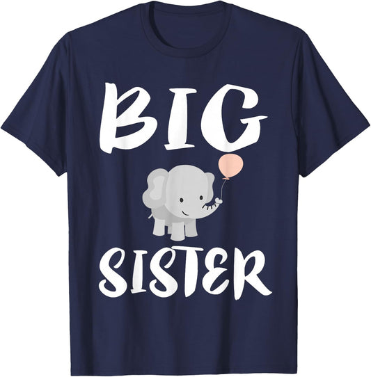 Big Sister Elephant Cute Girl Gift T-Shirt - T-Shirt | Navy