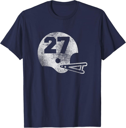 Vintage Football Jersey Number 27 Player Number T-Shirt - T-Shirt | Navy