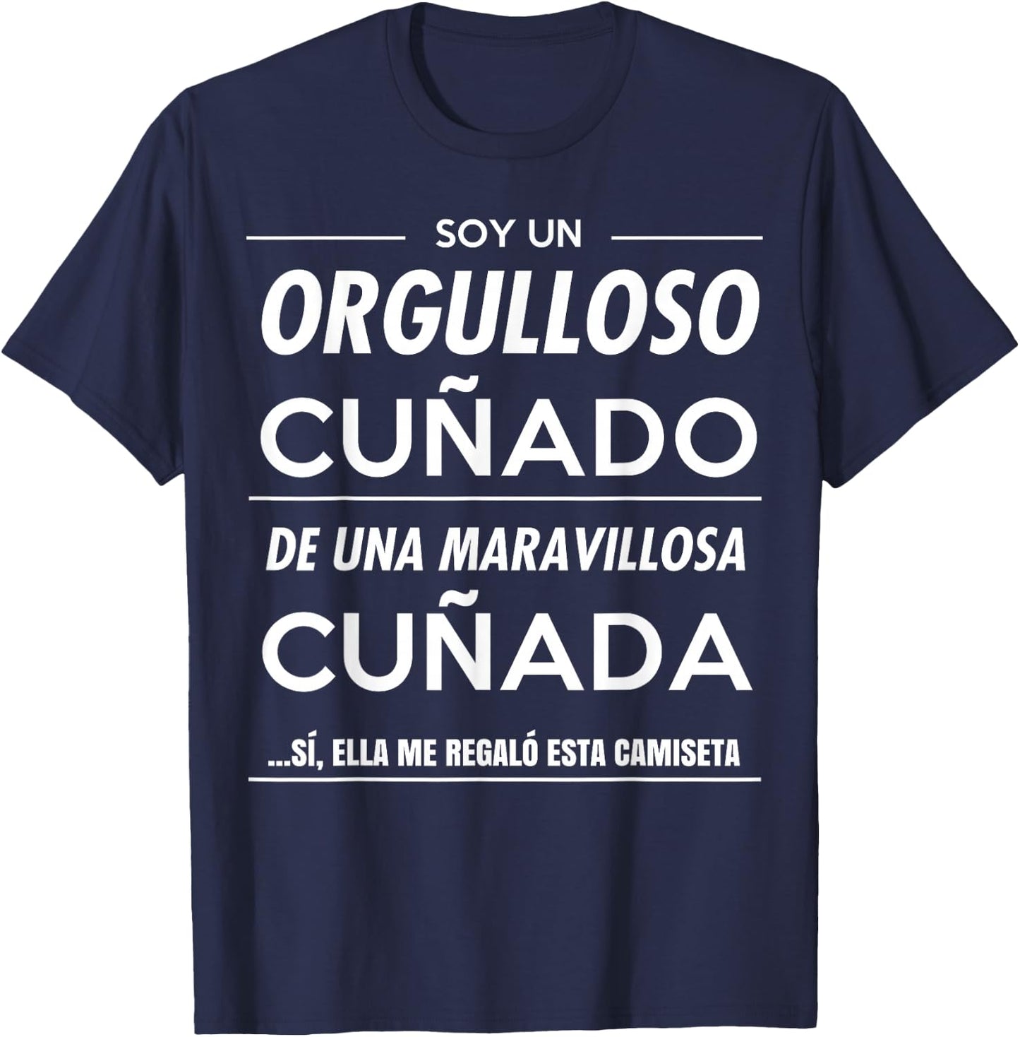 Camisetas de Regalo Brother in Law o Sister in Law Men's Classic Fit Black Letter Print T-Shirt - T-Shirt | Navy
