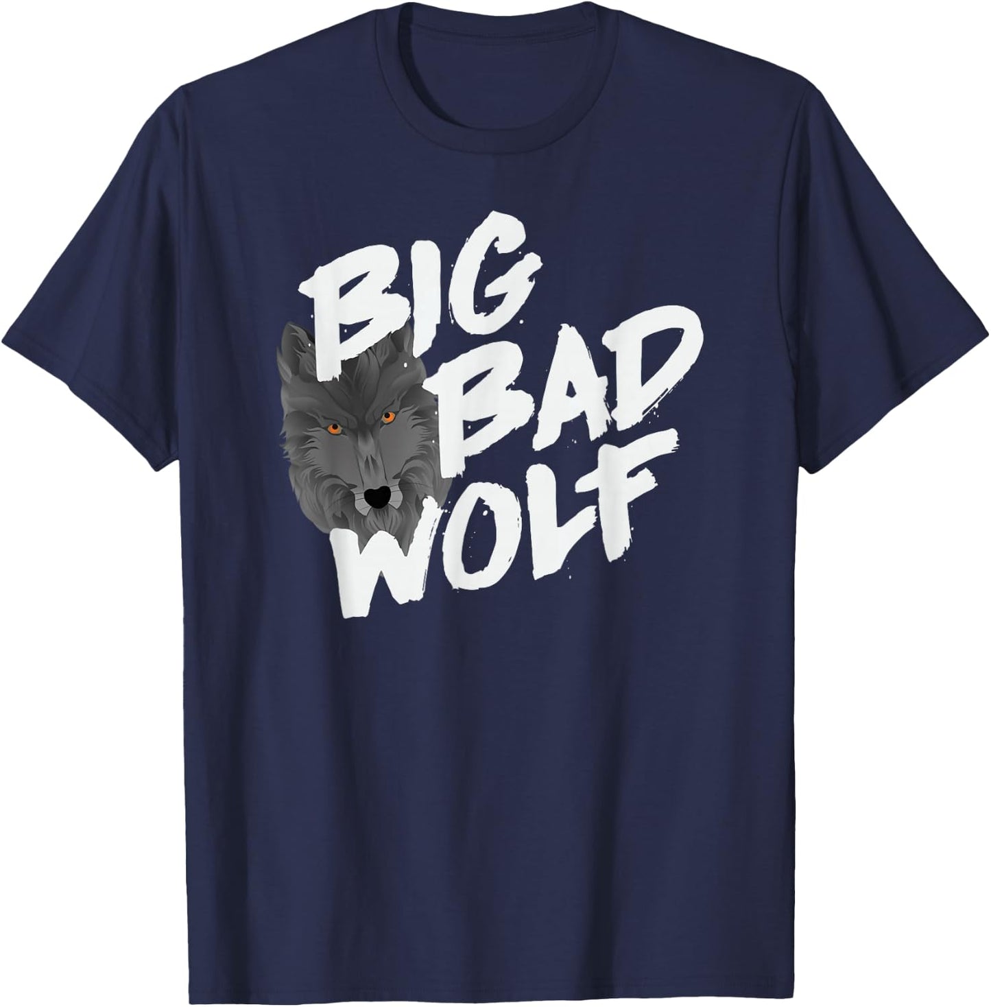 Big Bad Wolf Wolf Face Funny Wolf T-Shirt - T-Shirt | Navy