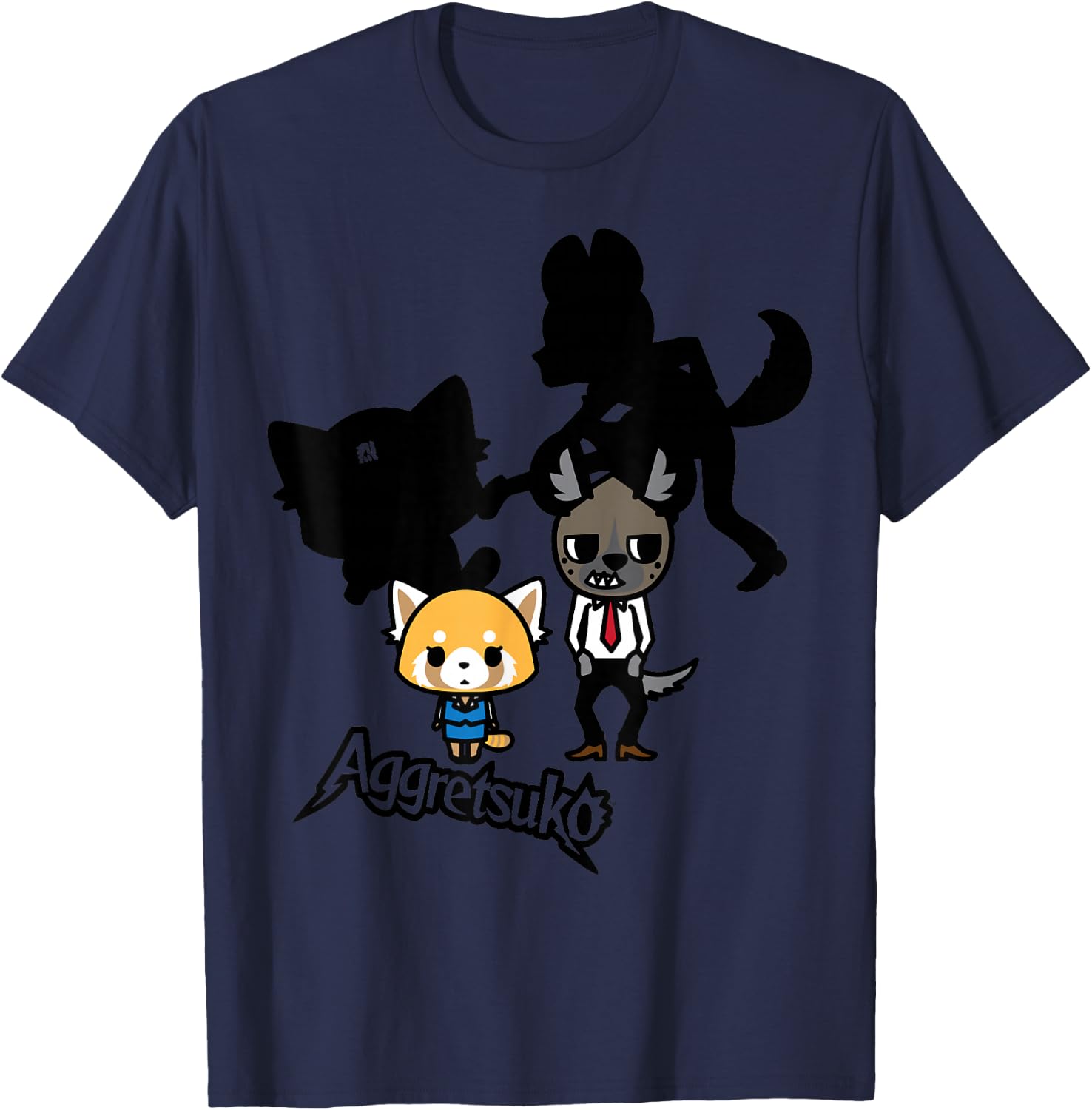 Aggretsuko and Haida Rocker Shadows Shirt T-Shirt - T-Shirt | Navy