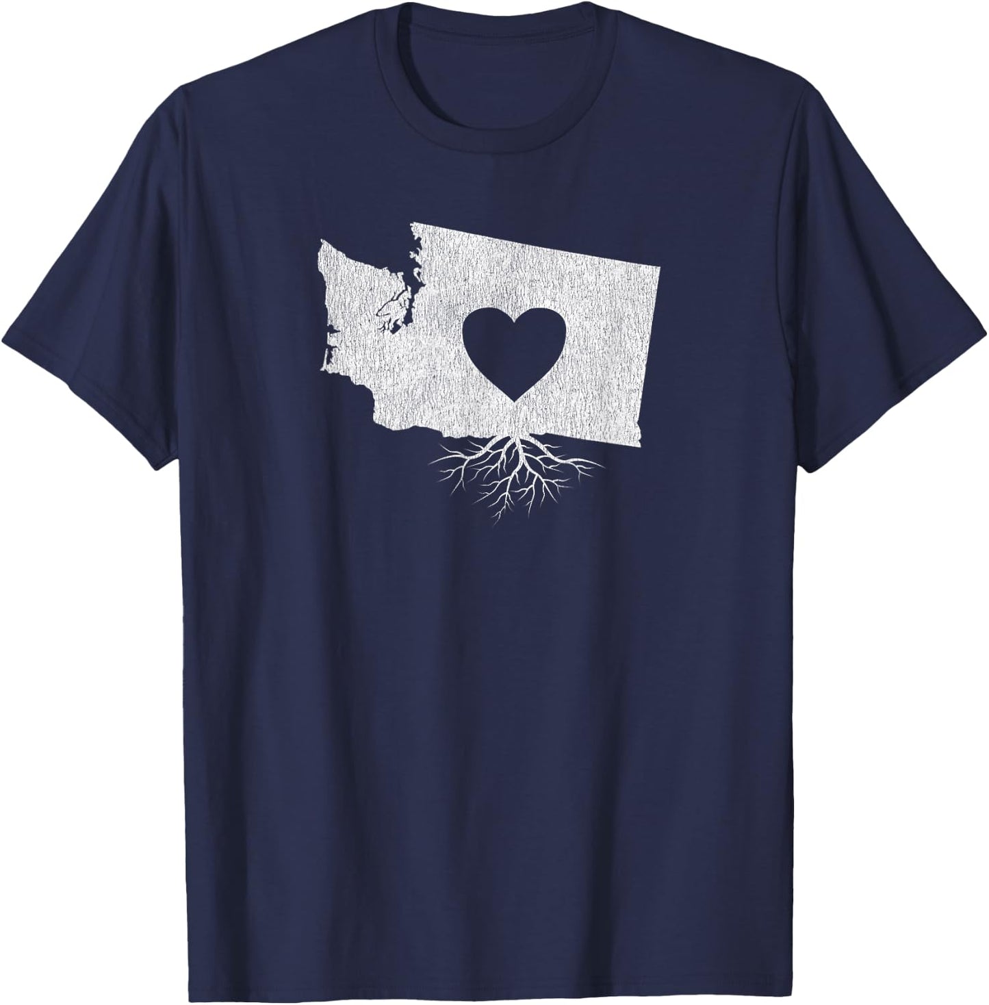 Distressed I Love Washington Heart and Roots T Shirt T-Shirt - T-Shirt | Navy