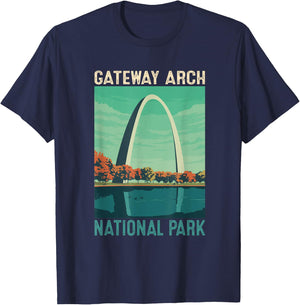 Gateway Arch National Park Hiking Camping Outdoor T-Shirt - T-Shirt | Navy