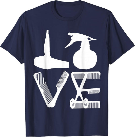 Hairdresser Love Hair Salon Haircutter Hairstylist Barber T-Shirt - T-Shirt | Navy