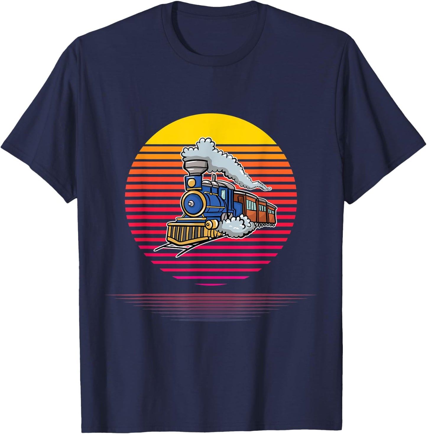 Retro Train Conductor Model Railroad Fanatic Engineer Gift T-Shirt - T-Shirt | Navy