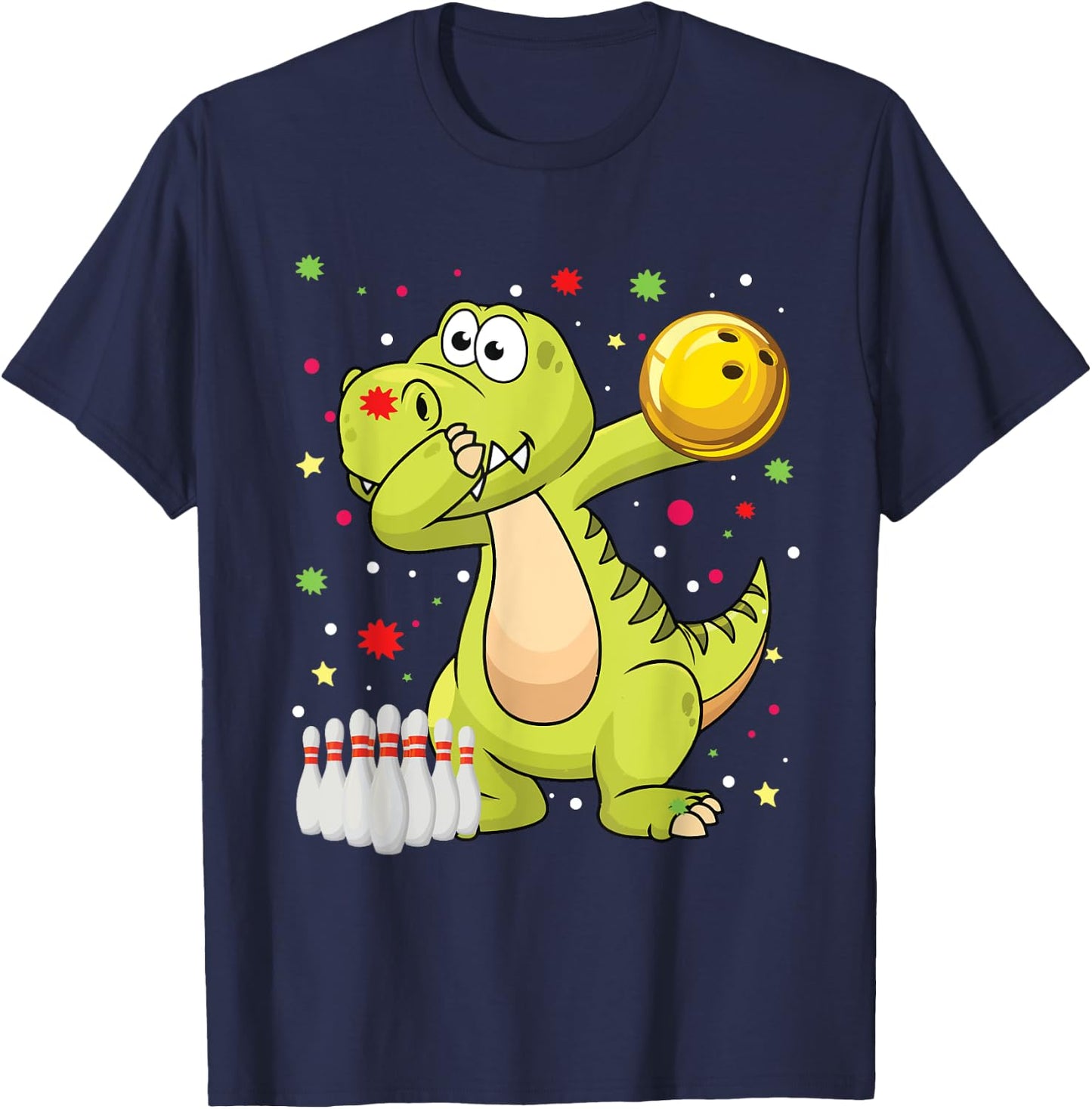 Dabbing Dinosaur Bowling Shirts Funny Bowling Boy Girl T-Shirt - T-Shirt | Navy