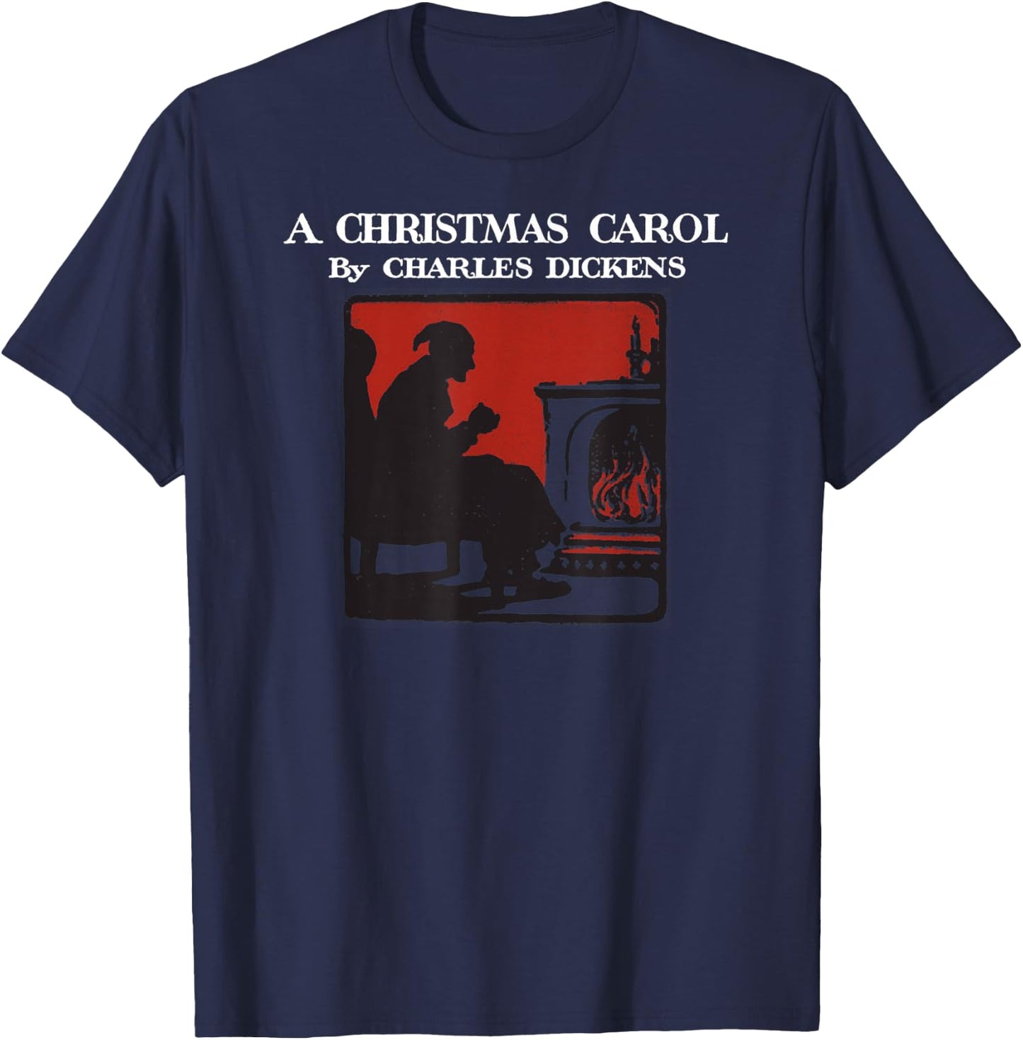 Charles Dickens Vintage Scrooge A Christmas Carol Book Art T-Shirt - T-Shirt | Navy