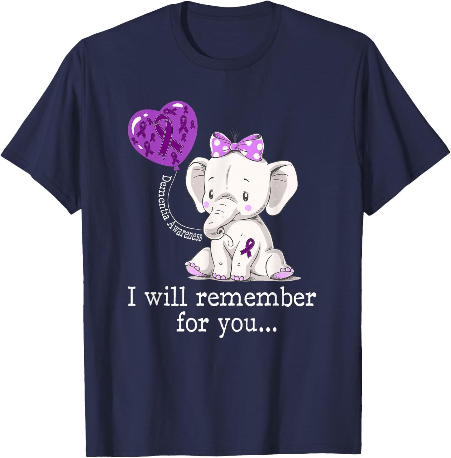 Dementia Awareness Elephant T-Shirt - T-Shirt | Navy