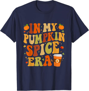 In My Pumpkin Spice Era Funny Retro Fall Vibes Thanksgiving T-Shirt - T-Shirt | Navy