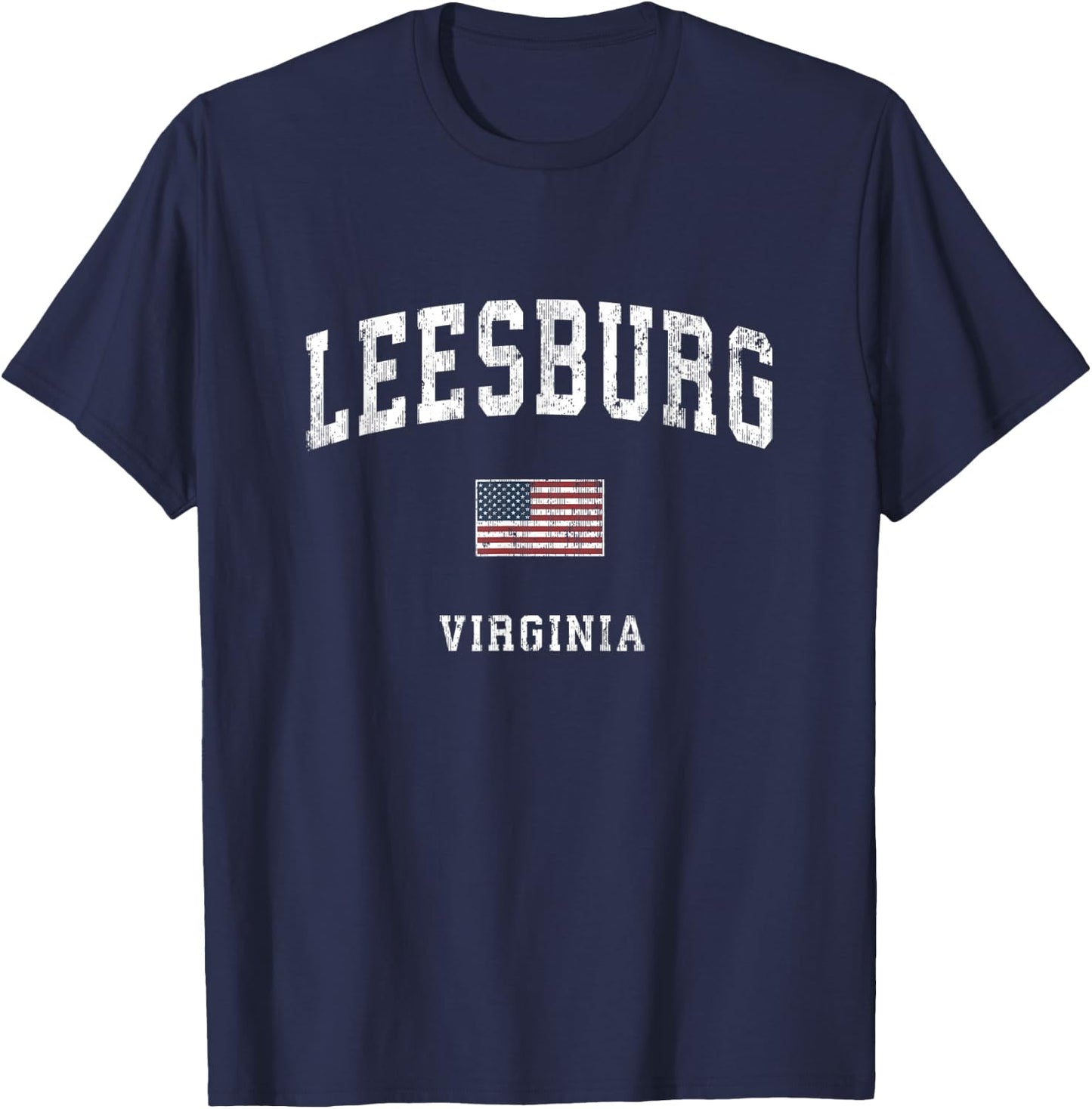 Leesburg Virginia VA Vintage American Flag Sports Design Kids Men T-Shirt - T-Shirt | Navy