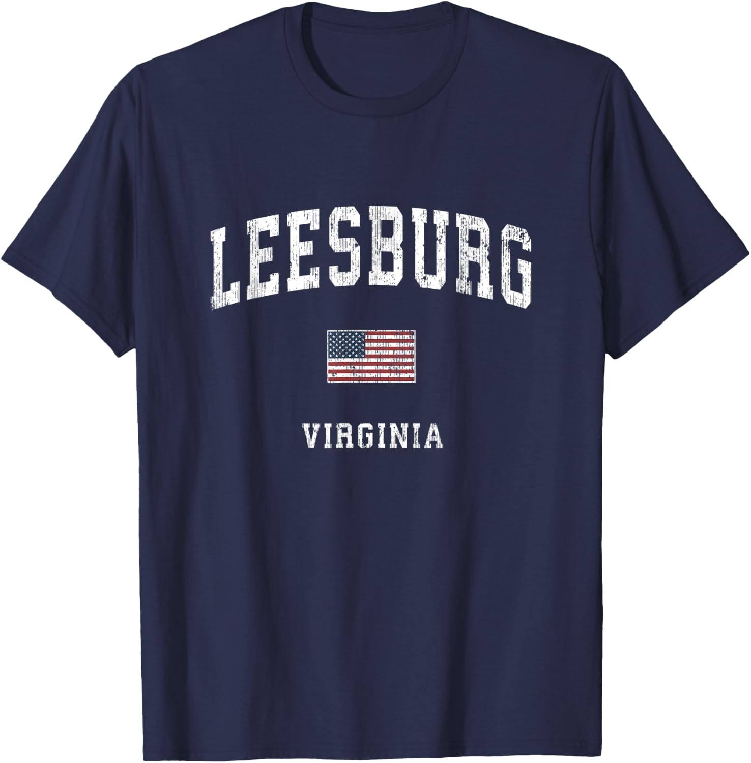 Leesburg Virginia VA Vintage American Flag Sports Design Kids Men T-Shirt - T-Shirt | Navy