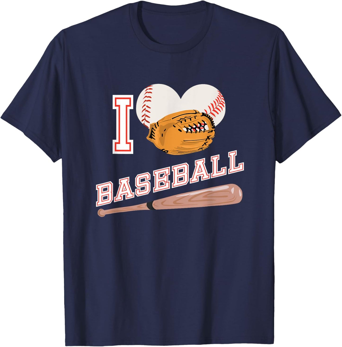 Baseball Sports Shirt I Love Baseball T-Shirt - T-Shirt | Navy
