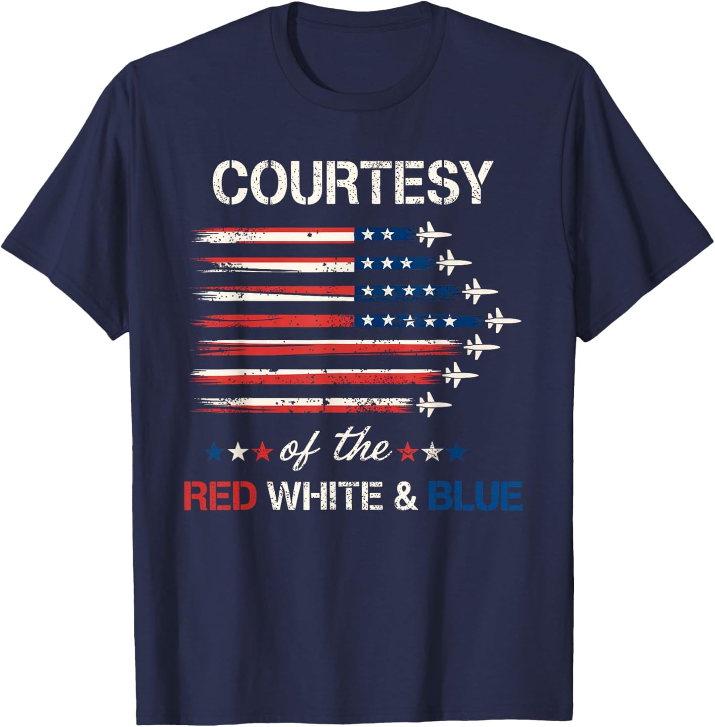 Courtesy Of The Red White And Blue Vintage America US Flag T-Shirt - T-Shirt | Navy