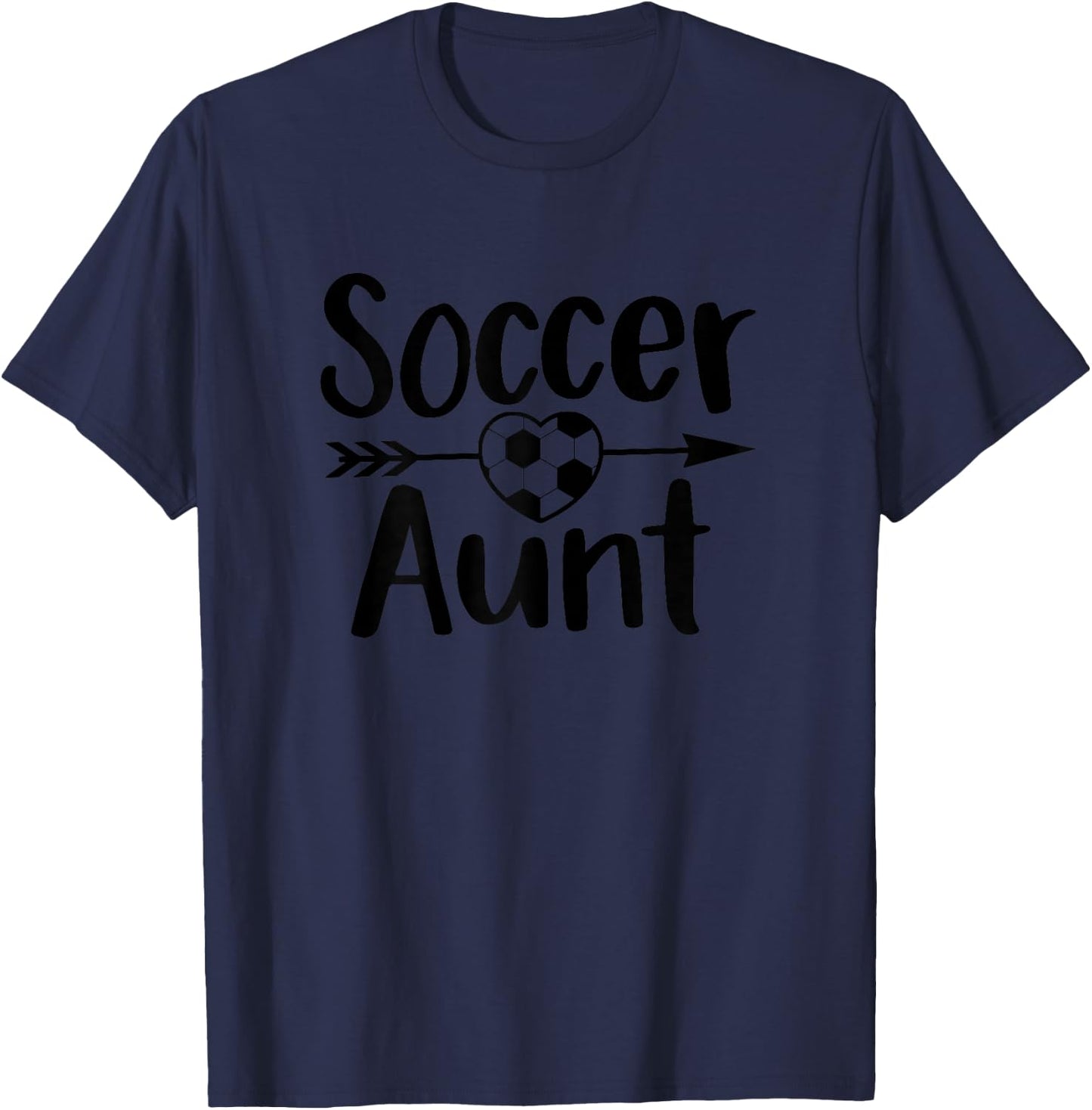 Soccer Aunt Heart Sport Lover Auntie Mother's Day T-Shirt - T-Shirt | Navy