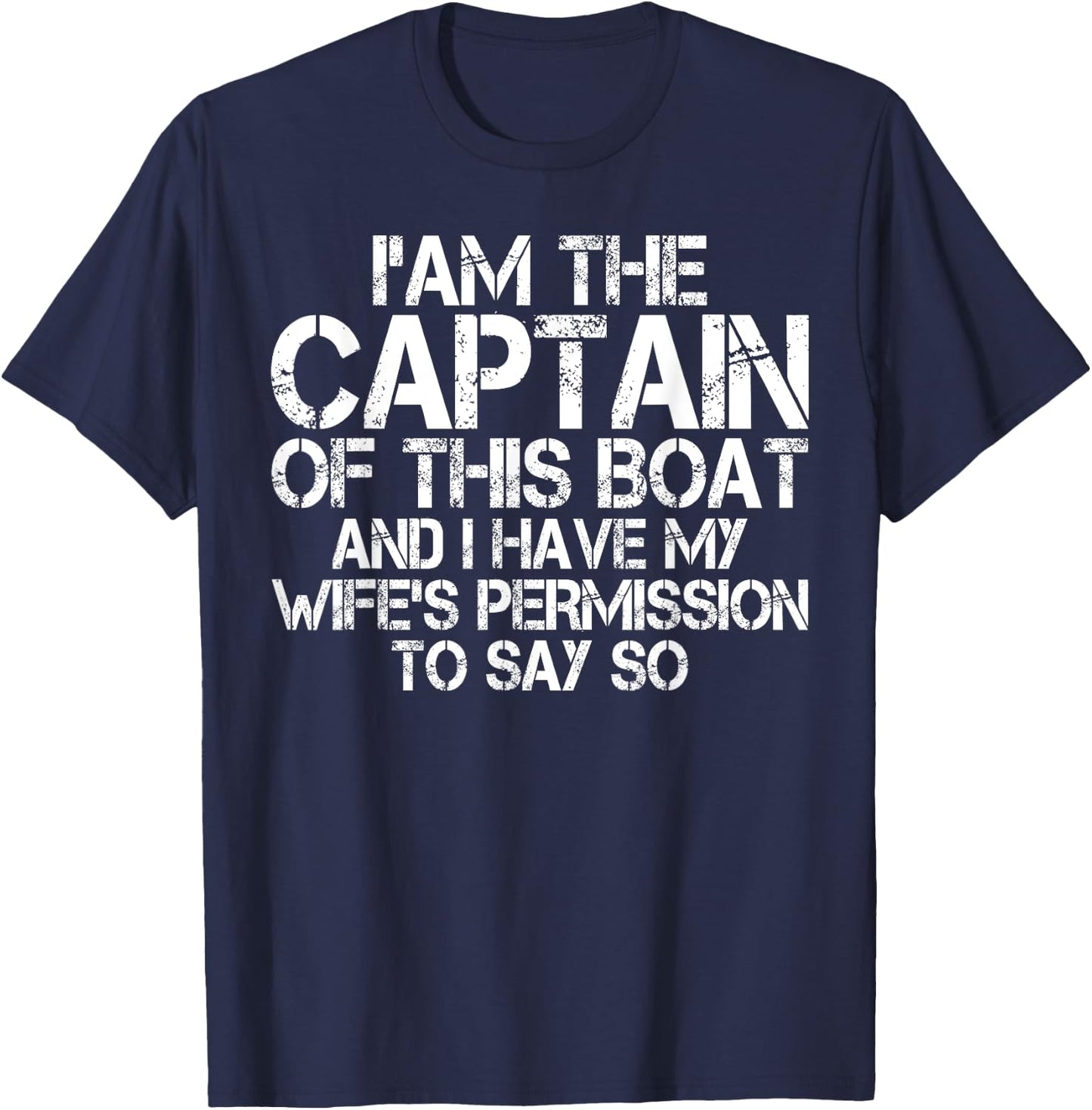 Funny Boat Captain Shirt Wife Permission Sea Husband T-Shirt - T-Shirt | Navy
