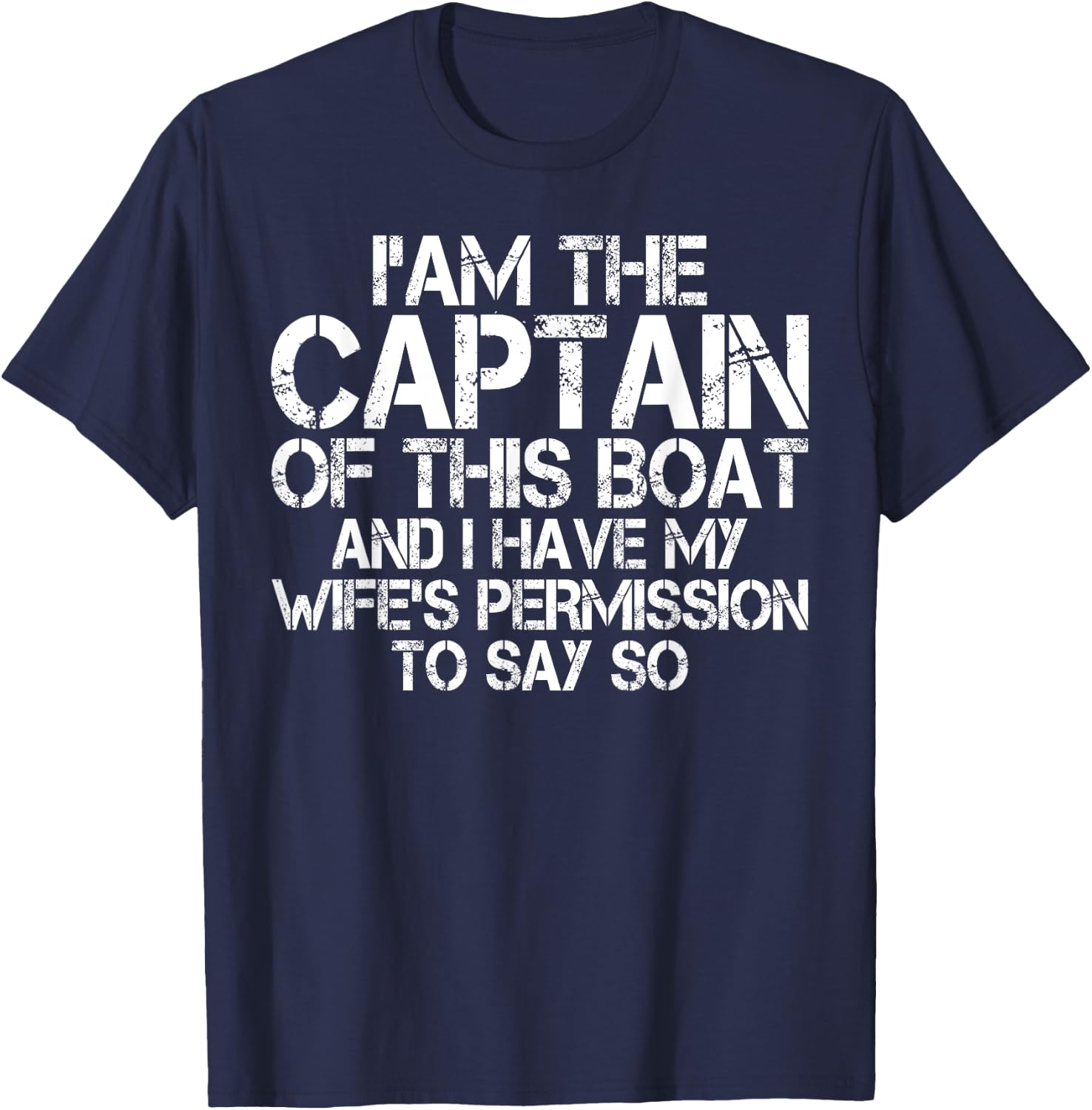 Funny Boat Captain Shirt Wife Permission Sea Husband T-Shirt - T-Shirt | Navy