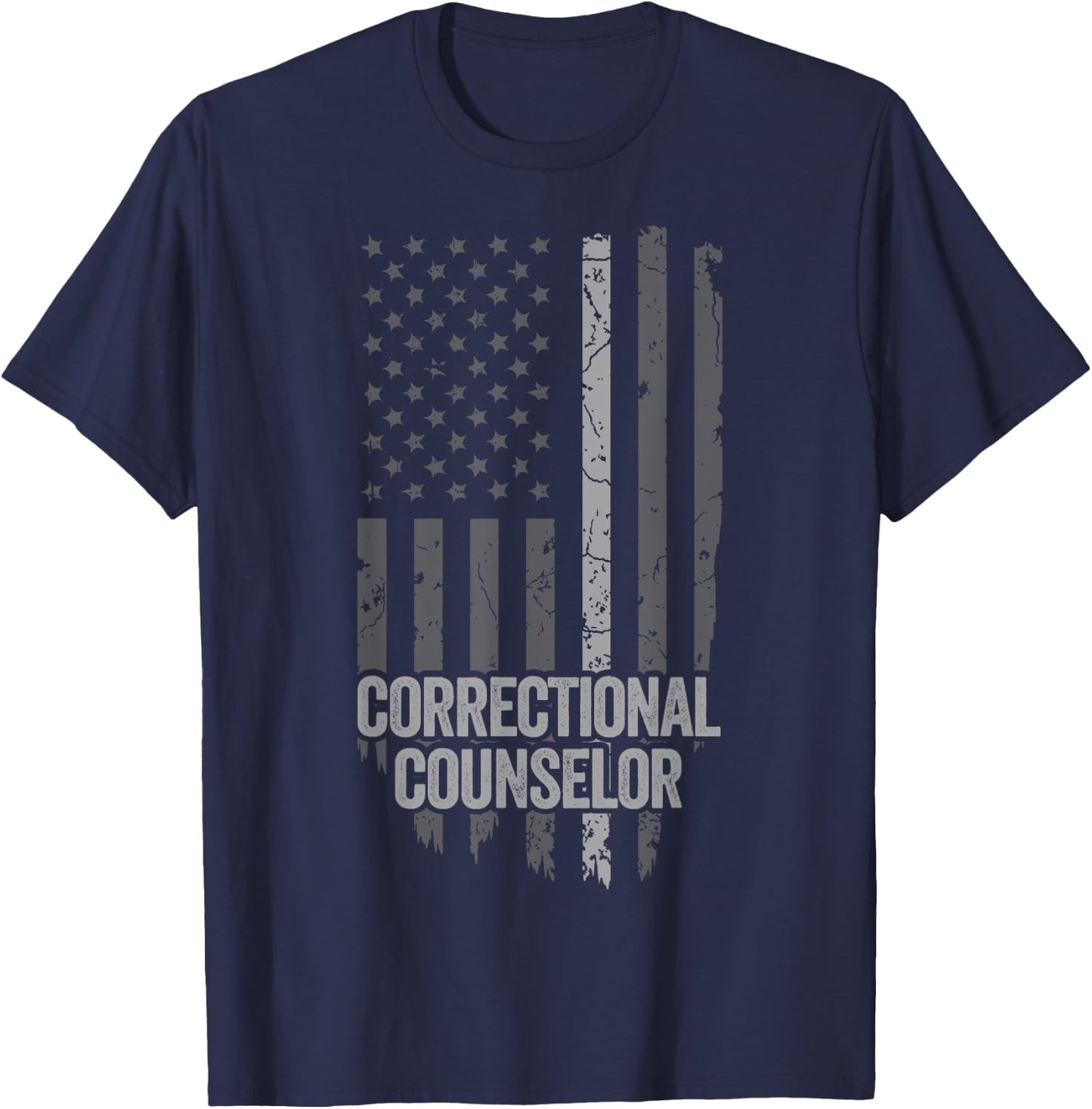 American Flag Thin Line Corrections Correctional Counselor Women Men T-Shirt - T-Shirt | Navy