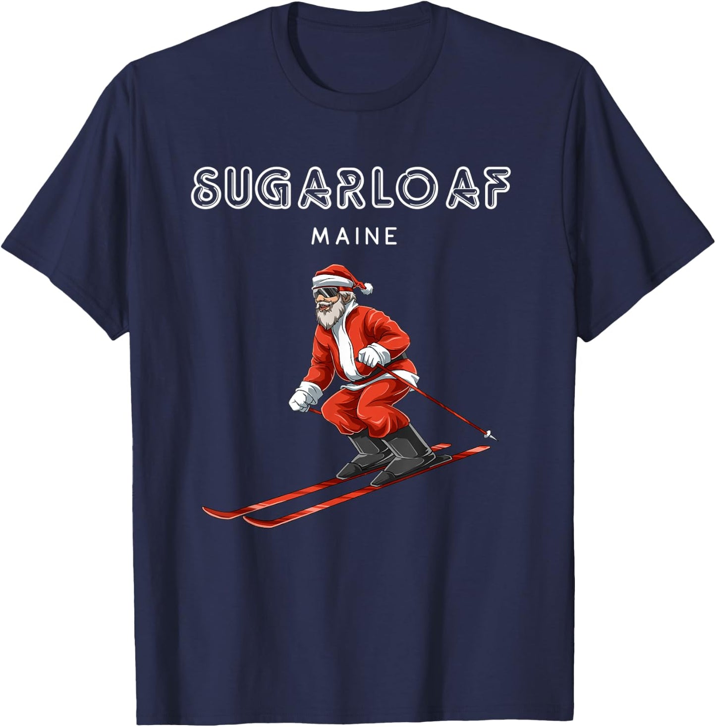 Santa Claus - Sugarloaf Maine USA Ski Resort Retro Gift T-Shirt - T-Shirt | Navy