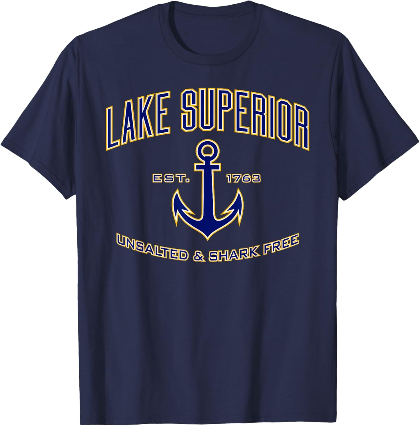 Lake Superior Unsalted & Shark Free T-Shirt - T-Shirt | Navy