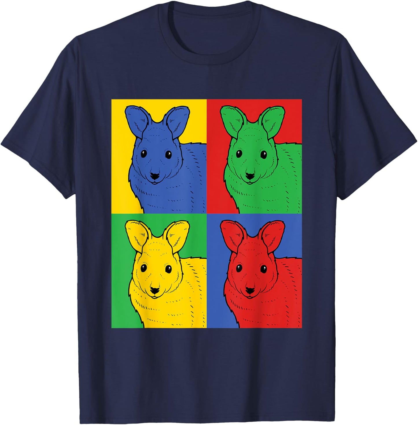 Wallaby Pop Art - Retro Macropod T-Shirt - T-Shirt | Navy