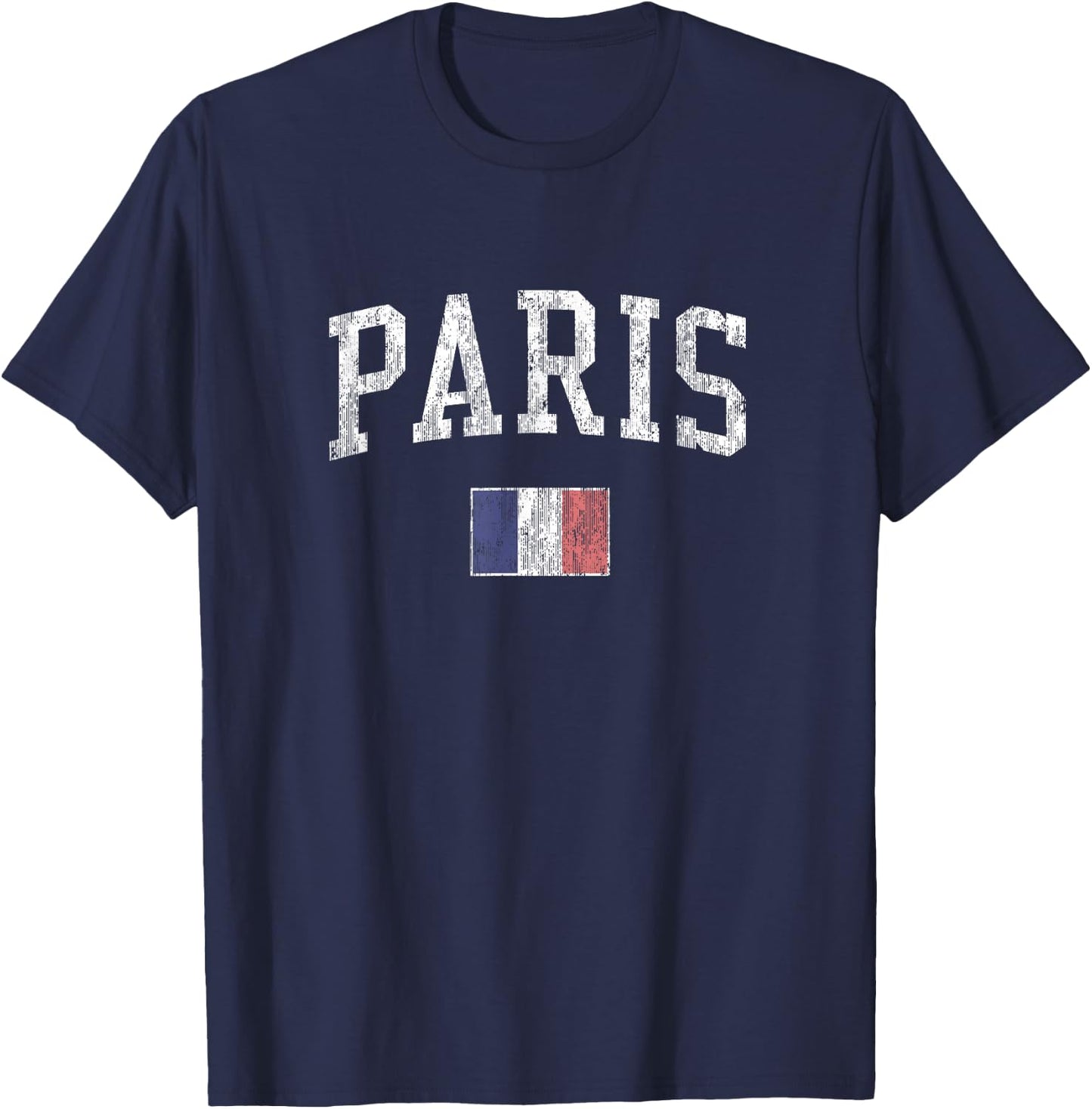 Paris France Vintage Sports Design French Flag T-Shirt - T-Shirt | Navy