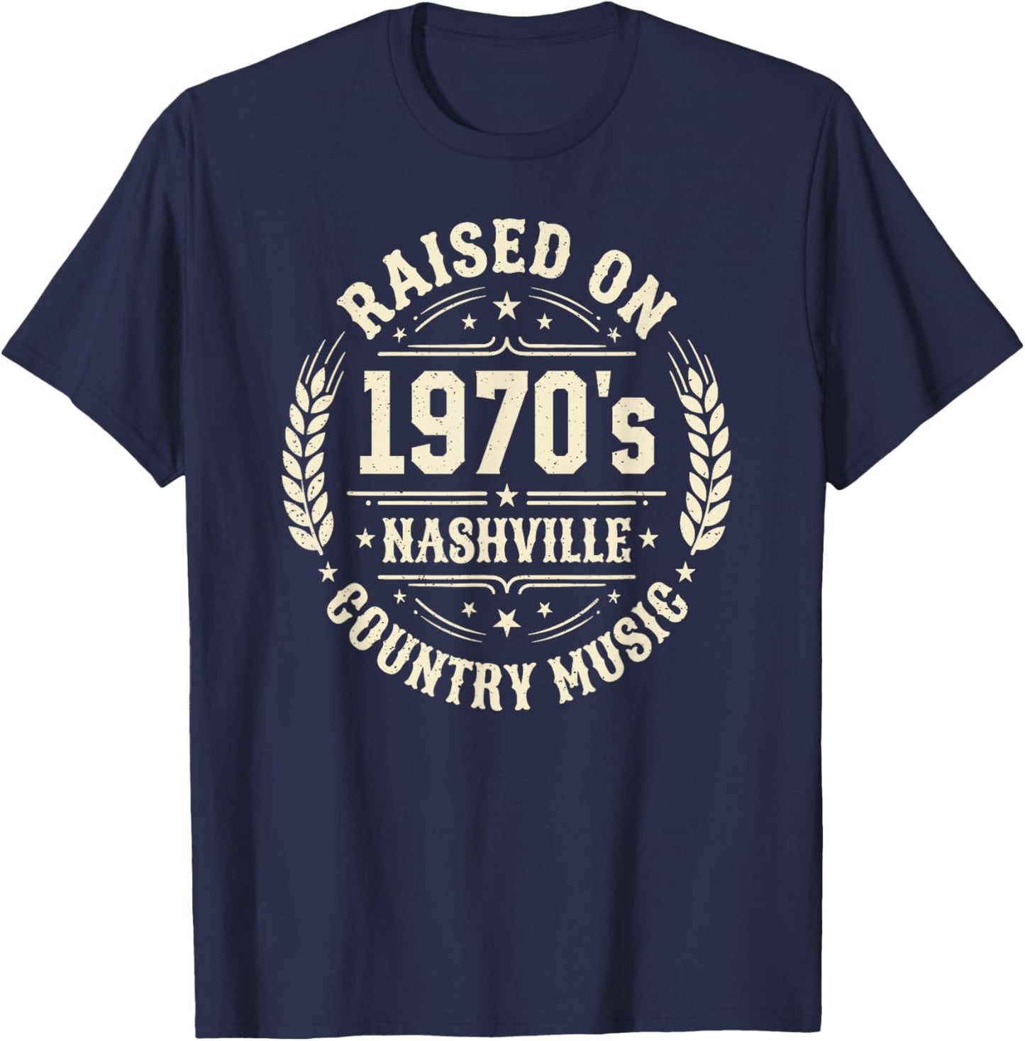 Raised On 1970s Nashville Country Music - Vintage Western T-Shirt - T-Shirt | Navy