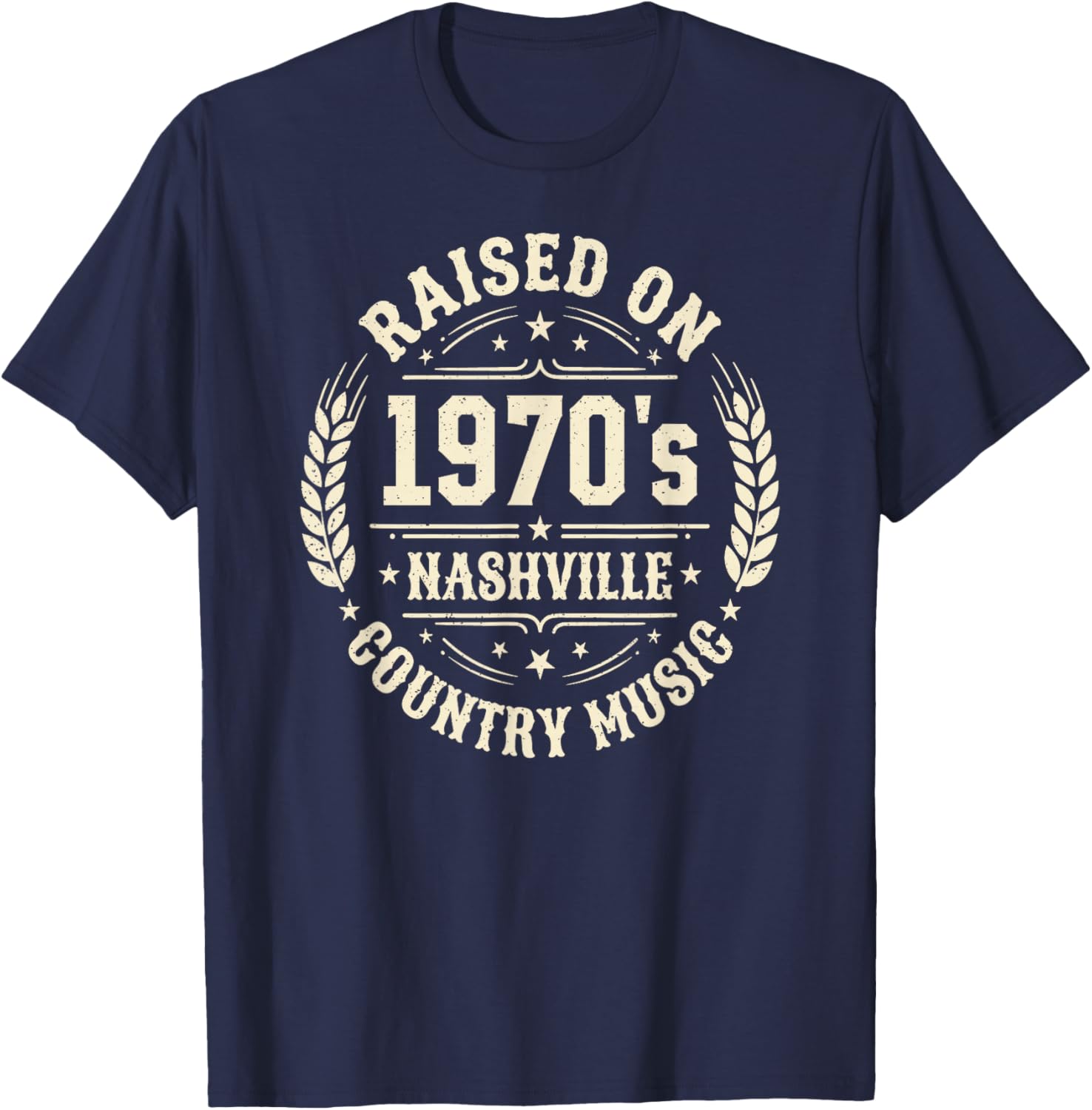 Raised On 1970s Nashville Country Music - Vintage Western T-Shirt - T-Shirt | Navy