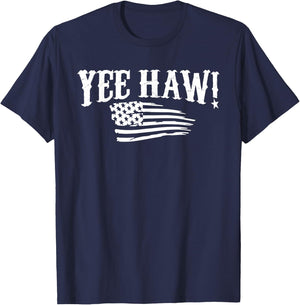 4th of July Shirts Yee Haw! America USA Men Women Kids T-Shirt - T-Shirt | Navy