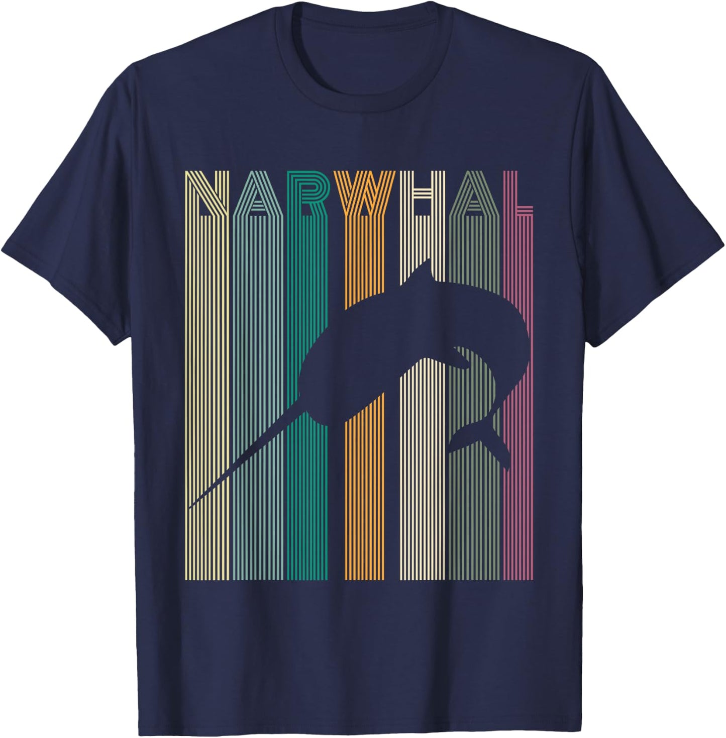 Kids Narwhal Retro Narwhal Shirt Women Men Boys T-Shirt - T-Shirt | Navy