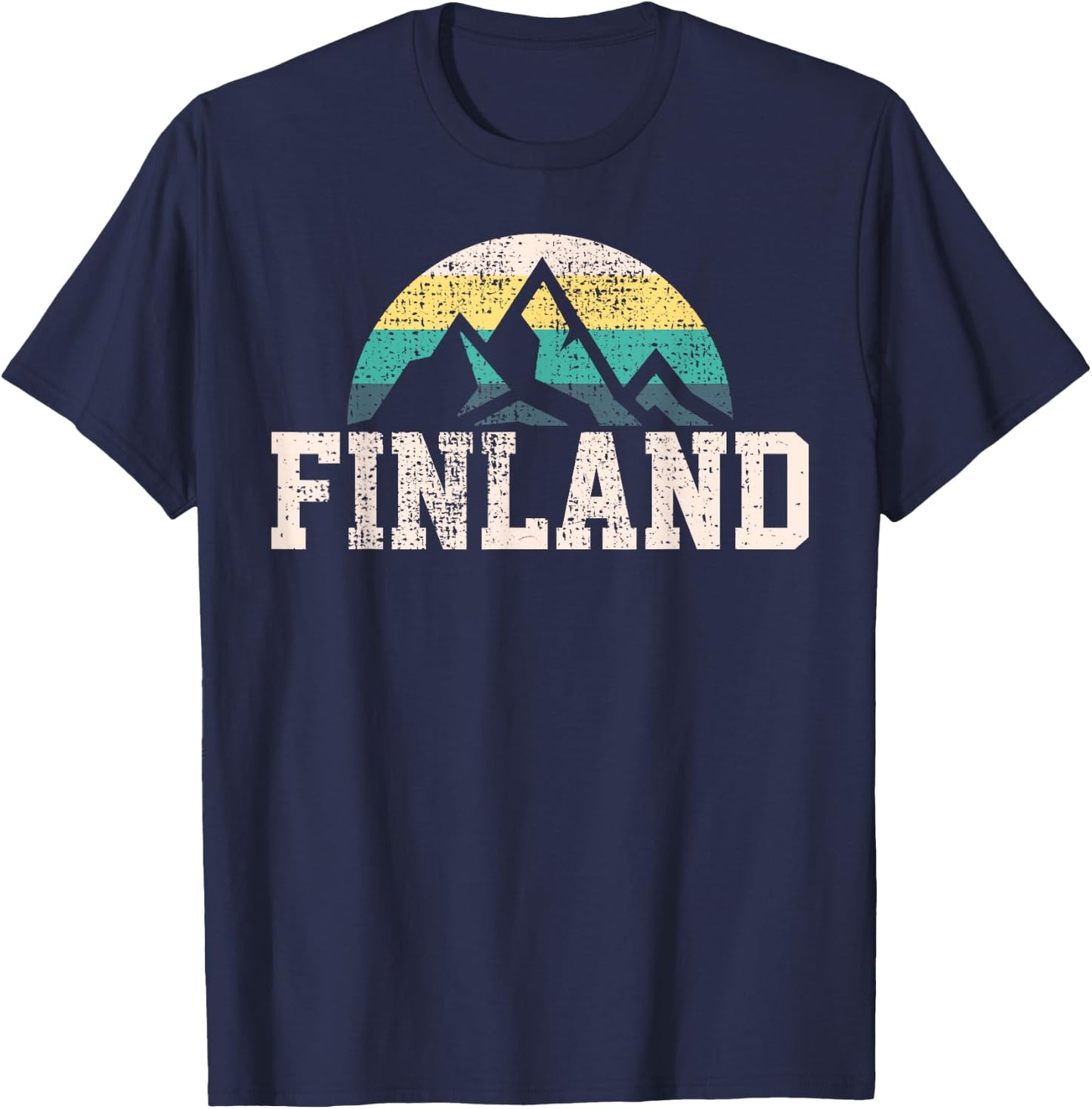 Finland Finnish Country Mountain Vintage T-Shirt - T-Shirt | Navy