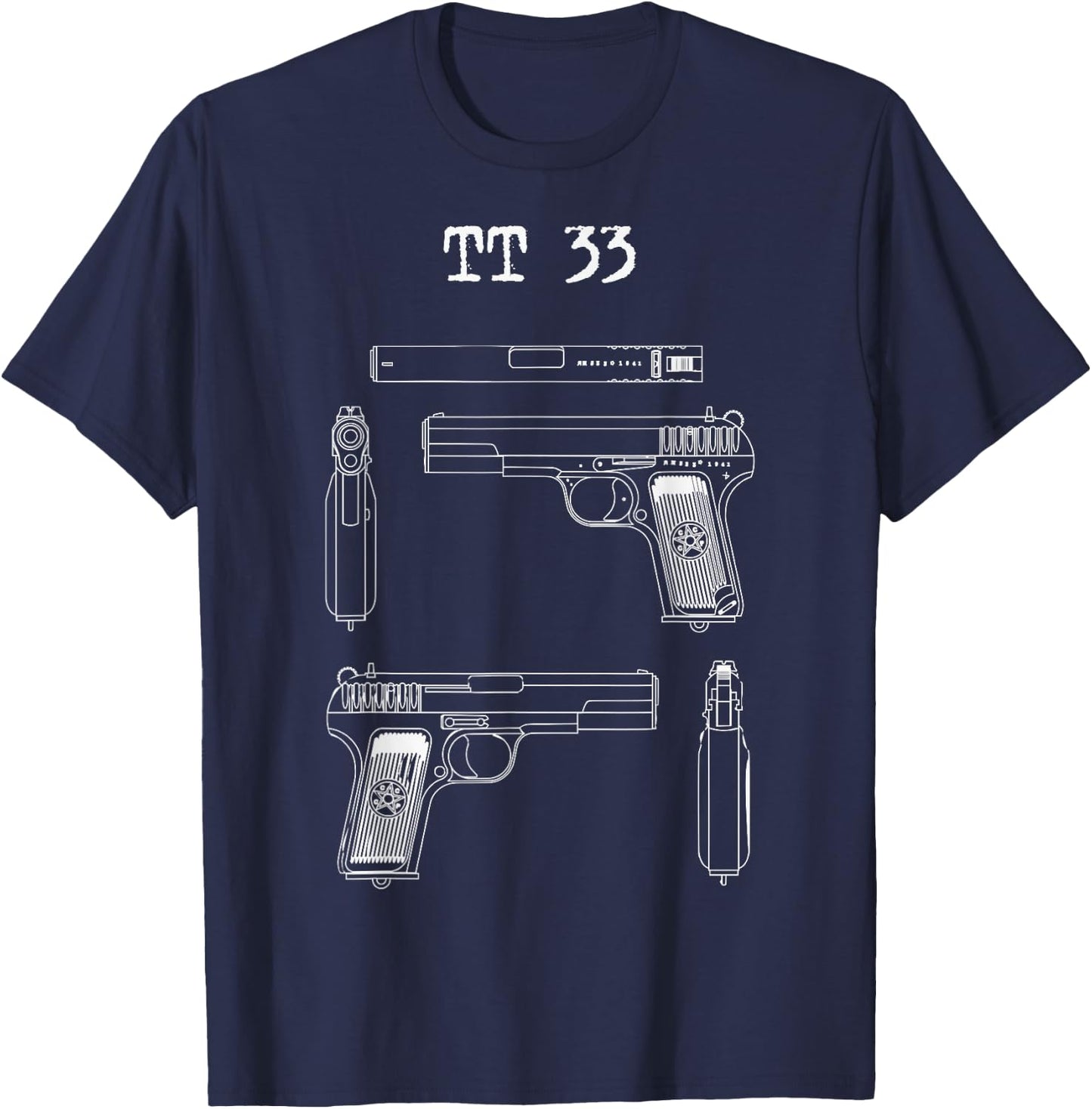 TT33 Tokarev blueprints, range T-Shirt - T-Shirt | Navy