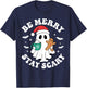 Be Merry Stay Scary Funny Santa Ghost Christmas Halloween T-Shirt - T-Shirt | Navy