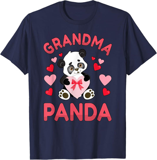 Grandma Panda Her Birthday Love Heart Grandmother Bear Lover T-Shirt - T-Shirt | Navy